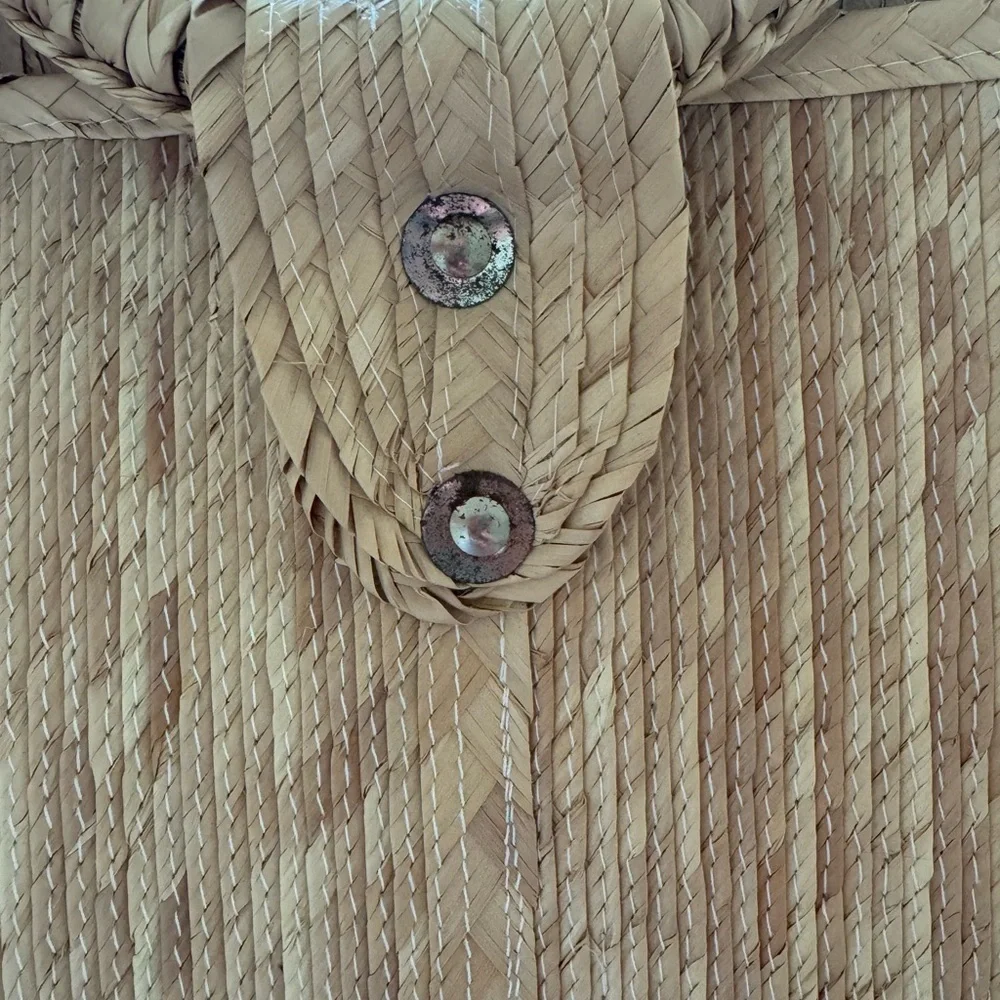 Straw Tote Beach Bag with Circle Handle